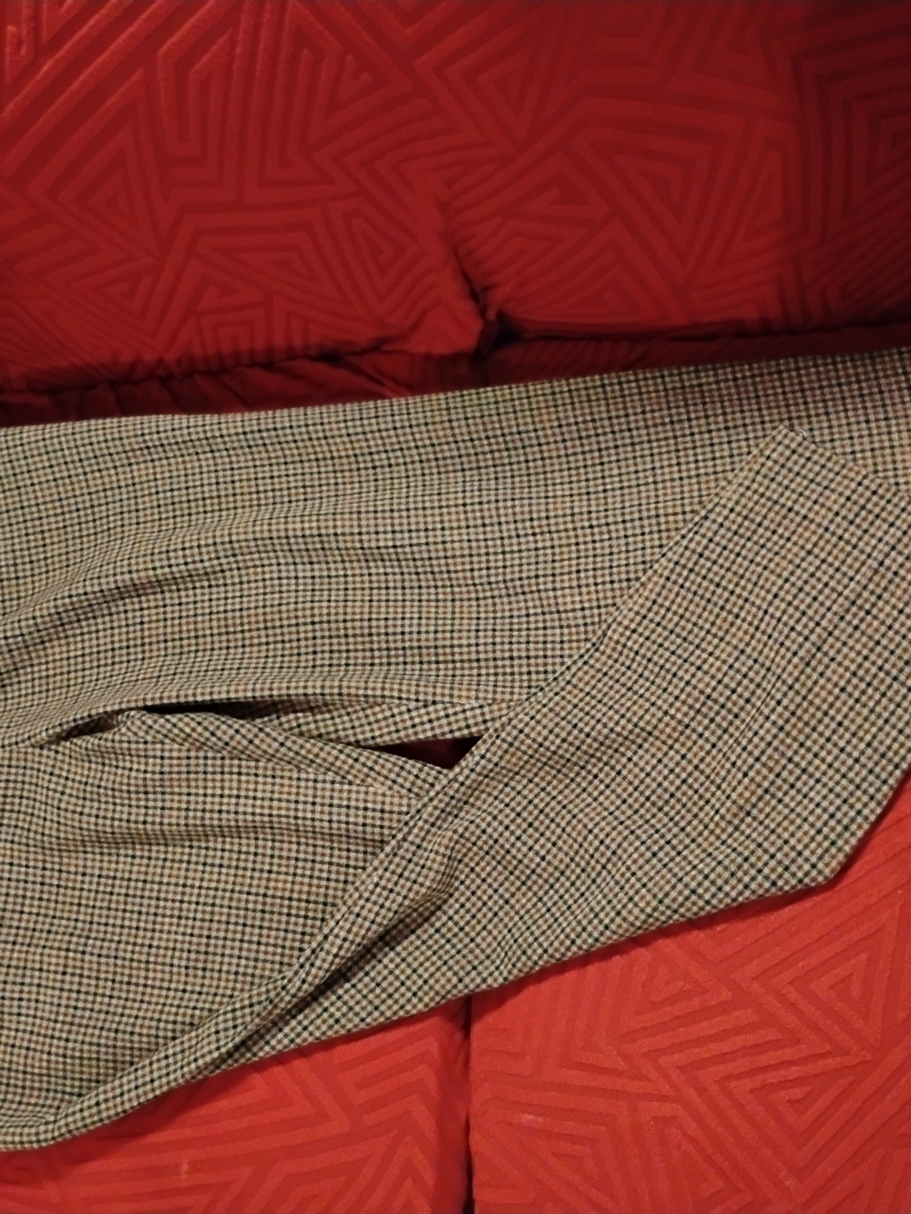 Express Plaid Drawstring High-Rise Trousers - Brown/Beige 18 inches wide - Picture 7 of 8